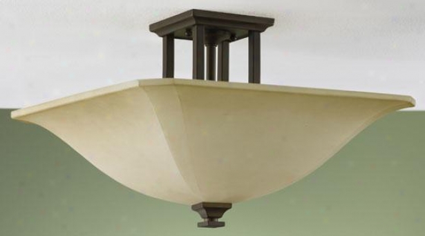 "ameican Foursquare 22""w Semi-flush Mount - Four Light, Oil Rub Bronze"