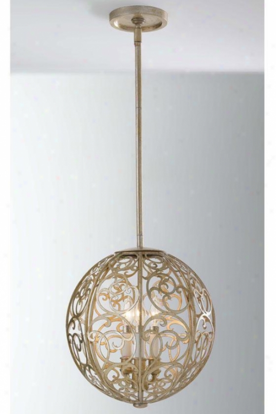 Ava Pendant - Three Light, Slv Leaf Patiha