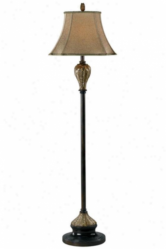 Bermuda Flior Lamp - Gold Prnt Fabrc, Brown