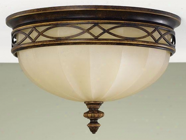 "drawing Room Flush Mount - 9""h X 14""w, Brown Wood"