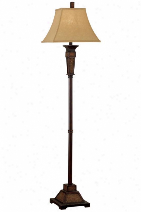 "ellis Floor Lamp - 62""hx15""d, Wthrd Teak Rttn"