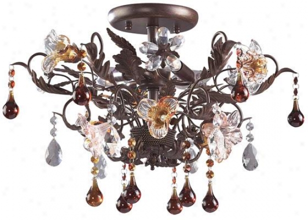 "fiore Di Vetr0 13""h Semi-flush Mount - 3-light/, Deep Decay"