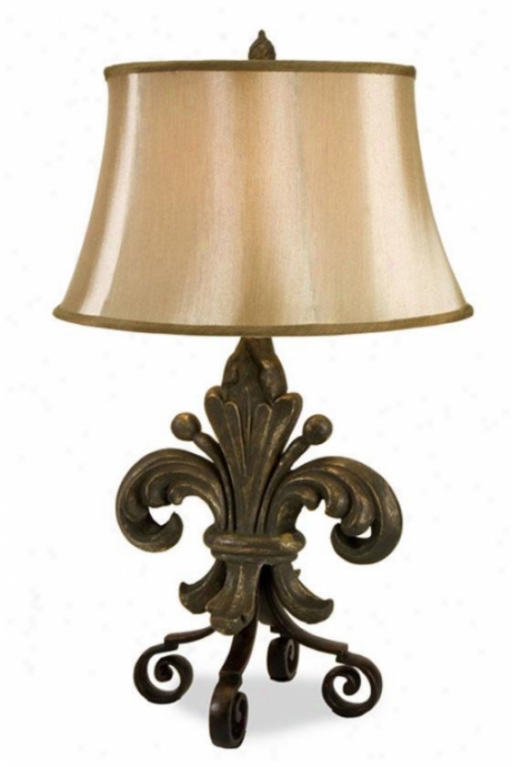 "fleur De Lis Lamp - 33""hx19""d, Brown"