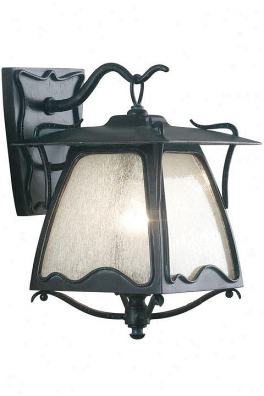 Gaudi Large Wall Lantern - Frosted Seeded, Ebony Pearl