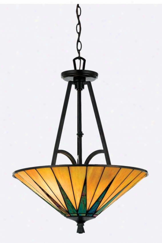 Gotham Tiffany-style Pendant - 3-light/bowl, Brown Bronze