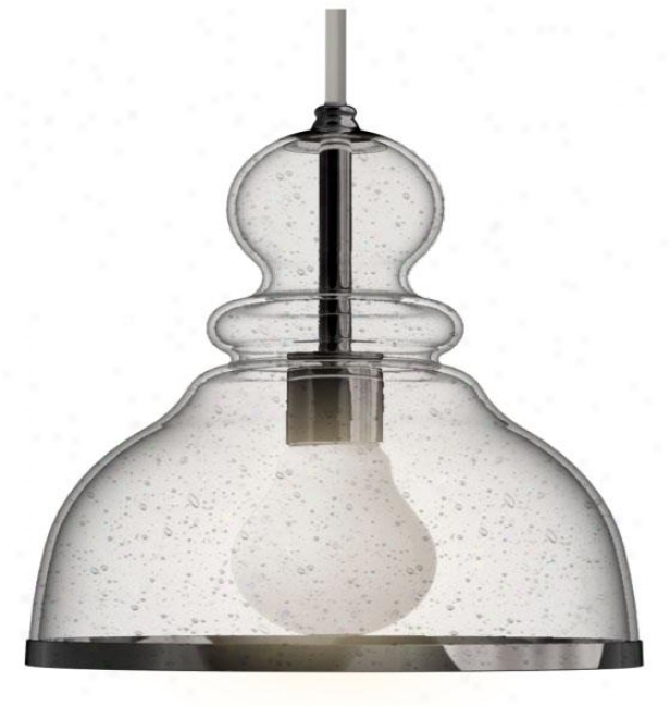 Home Decorators Collection Seeeded Glass Dome Mini Pendant - Small 1 Light, Silver Nickel