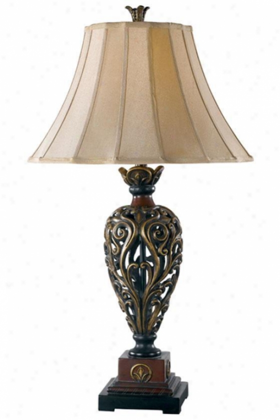 Iron Lace Table Lamp - Light Gold, Golden Ruby