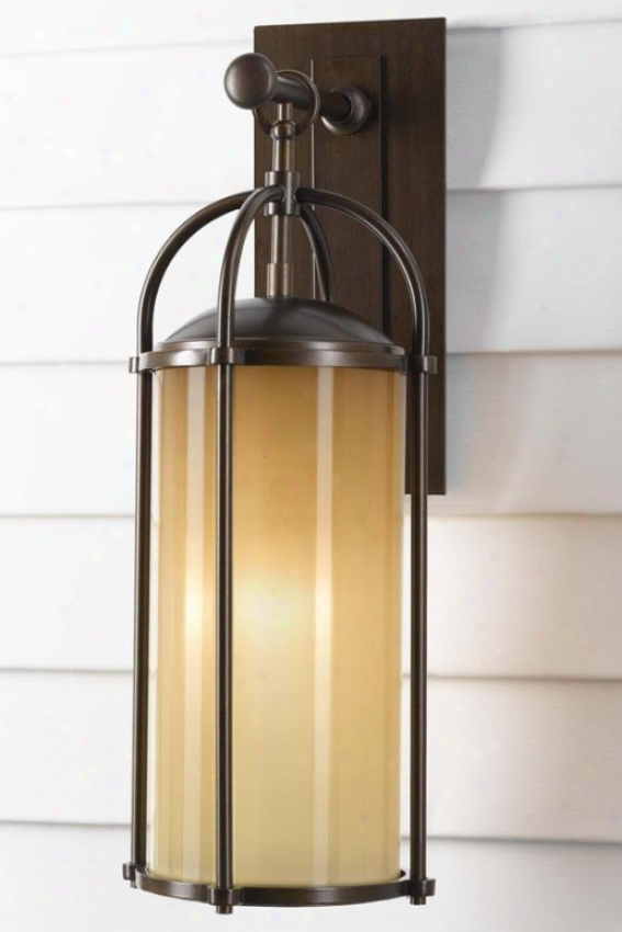 "laur3n Outdoor Wall Lantern - 20.75""h X 7.75"", Heritage Bronze"