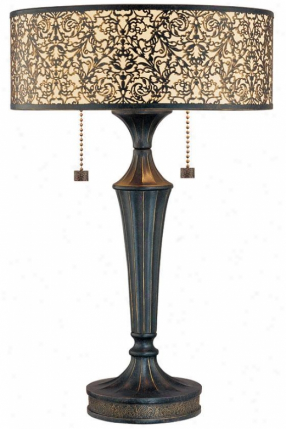 "malia Collection 2-light Bronze Slab Lamp - 28""h X 18""w, Bronze"