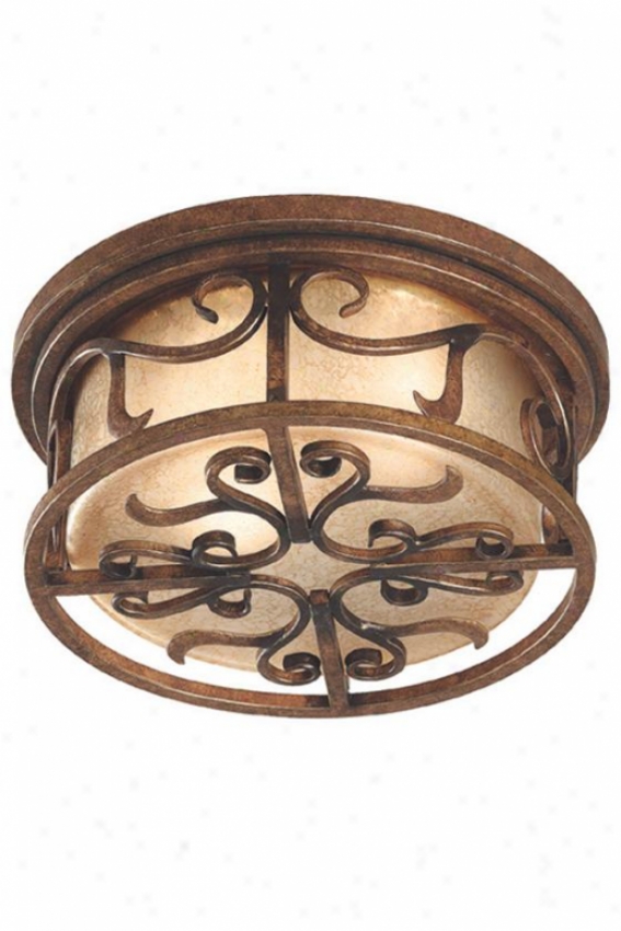 Milan Flush Mount - 2-light, Aged Gldn Cppr