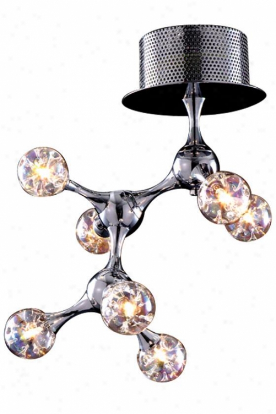 Molecular Semi-flush Mount - 7-light, Steel Gray-haired Chrome