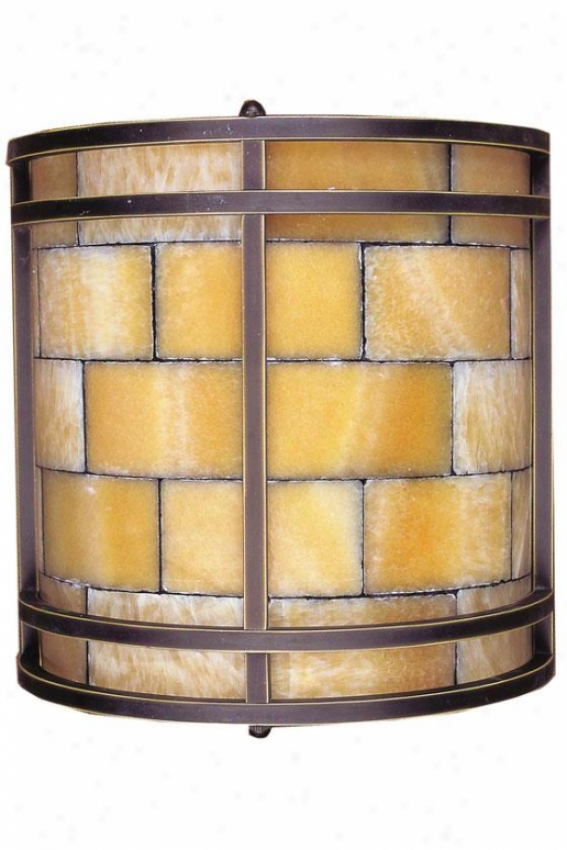 Inlaid Stone Sconce - 2-light, Dark Ant. Brass