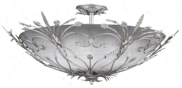 Primrose Semi-flush Bowl Mount - 6-light, Silver Leaf