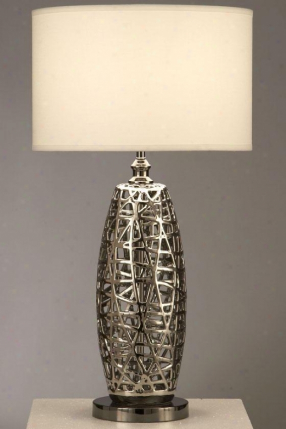 "tangled Heart Flat Lamp - 30 X 16""w, Silver Chrome"