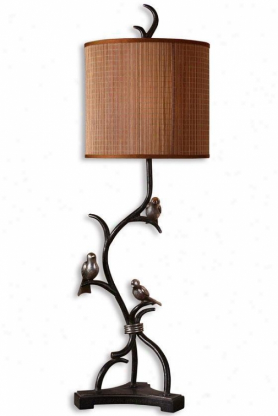 "three Little Birds Flat Lamp - 39""hx12""w, Brown"