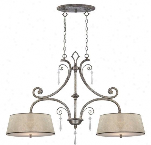 Vanessa Island Chandelier - 2-light, Mottled Silver