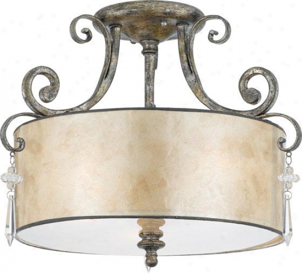 Vanessa Semi-flush Mount - 3-light, Mottled Sikver