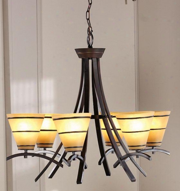 "wright 6-light Chandelier - 24""hx27.5""d, Copper Bronze"