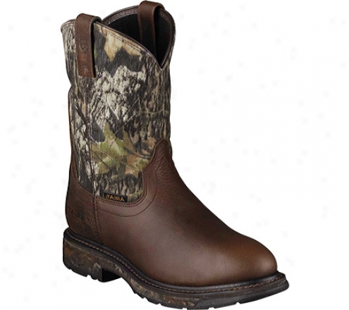 Ariat Workhog Pull-on H2o (men's) - Oiled Brown/mossy Oak Waterproof Leather