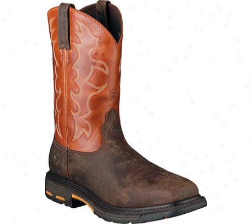 Ariat Workhog Wide Square Steel Toe (men's) - Dark Earth/brick Full Grain Leather