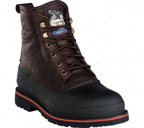 "georgia Boot G66 6"" Safety Toe Mud Dog Comfort Heart (men's) - Chocolate Full Grain Leather"