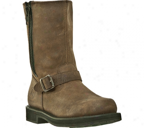 "john Deere Boots 10"" Unlined Outside Zipper 4166 (men's) - Brown Stone Crazy Hores Full Grain Leather"