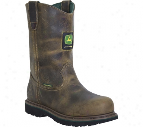 "john Deere Boots 10"" Waterproof Safety Toe Wellington 4382 (men's) - Aged Oak Waterproof Leather"