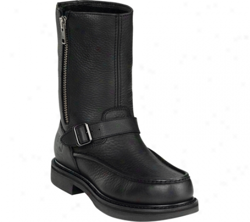 "john Deere Boots 11"" Moc Toe Unlined Shaft Side Zip 4150 (men's) - Black Tumbled/oiled Leather"