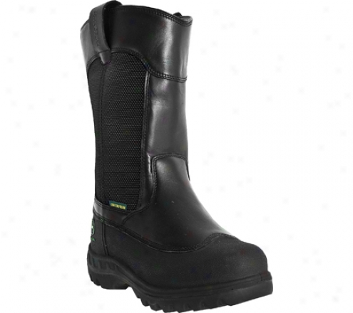 "john Deere Boots 12"" Waterproof Miner's Steel Toe Pull On 9600 (men's)_- Black Waterproof Oiled Leather"