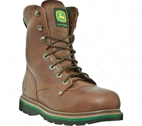 "john Deere Boots 8"" Steel Toe Lace-up 8393 (men's) - Brown Tumbled Oiled Leather"