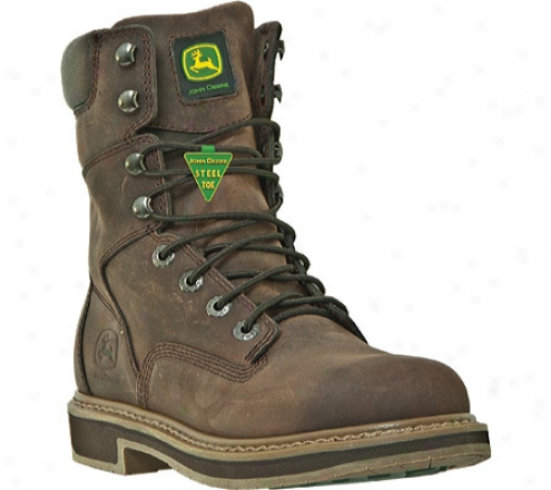 "john Deere Boots 8"" Unlined Lacer Steel Toe 8304 (men's) - Gauucho Crazy Horse Full Grain Leather"