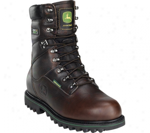 "john Deere Boots 9"" Insulated Waterproof Lace Up 8195 (men's) - Raspberry Waterpeoof Leather"