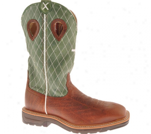 Twisted X Boots Mlcw002 (men's) - Cognac Glazed Pebble/lime Leather