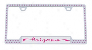 License2bling Swarovski Crystals State License Plate Frames 8411-053 Chrome Frame Attending Pink Leytering