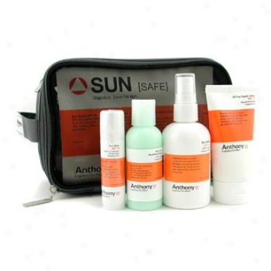 Anthony Logistics For Men Sun Kit: Facial Lotion Spf15 + Sun Spray Spf15 + Sun Stick Spf15 + After Sun Soothing Cream + Bag 4pcs+1bag