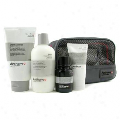 Anthony Logistics For Men The Perfect Shave Kit: Cleanser + Pre-shave Oil + Shave Choice part + After Shave Cream + Bag 4pcs+1bag