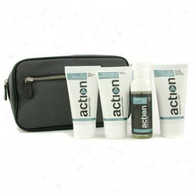 Anthony The Acction Travel Set: Front Wash + Face Scrub + Shave Cream + Moisturizer + Bag 4pcs+1bag