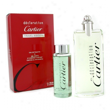 Cartier Declaration Coffret: Eau De Toilette Spray 100ml/3.3oz+ Hair & Body Wash 100ml/3.3oz 2pcs