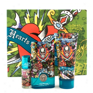 Christian Audigier Ed Hardy Hearts & Daggers Coffret: Edt Foam 50ml/1.7oz + Hair & Body Wash 90ml/3oz + Edt Spray 7.5ml/0.25oz 3pcs