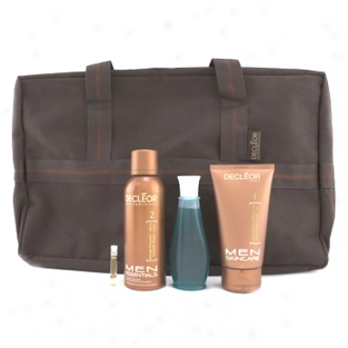 Decleor Men Essentials Set: Scrub Gel + Shave Foam + Shower Gel + Shave Prrfector Serum + Bag 4pcs+1bag