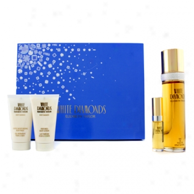 Elizabeth Taylor White Diamonds Coffret: Edt Spray 100ml/34.oz + Company Lotion 50ml/1.7oz + Body Wash 50ml/1.7oz + Edt Spray 10ml/0.33oz 4pcs