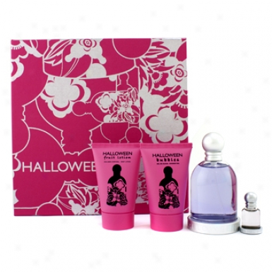 Jesus Del Pozo Halloween Coffret: Eau De Toilette Spray 100ml/3.4oz+ Bidy Lotion 50ml/1.7oz + Shower Gel 50ml/1.7oz+ Miniature 4.5ml/0.15oz 4pcs