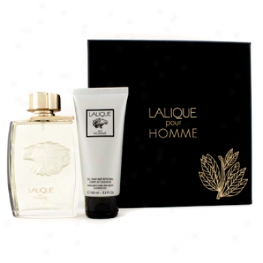 Lalique Lalique Pour Homme Coffret: Eau De Parfum Spray 125ml/4.2oz + Perfumed Hair & Consistency Shower Gel 100ml/3.3oz 2pcs