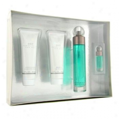 Perry Ellis 360 Coffret: Edt Spray 100ml/3.4oz+ After Shave Balm 90ml/3oz+ Shower Gel 90ml/3oz+ Edt Spray 7.5ml/0.25oz 4pcs