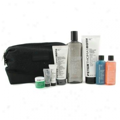 Peter Thomas Roth Ideal Shave Kit: Clns Gel+ Buffing Beads+ Shave Ctm+ A/s Tonic+ A/s Balm+ Gel+ Lip Balm+ Mask+ Bag 8cps+1bag