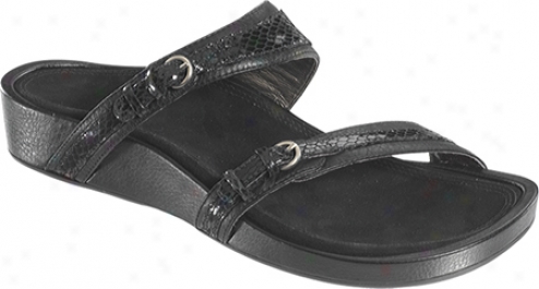 Aetrex Amalie Cross Strap (women's) - Black Leather