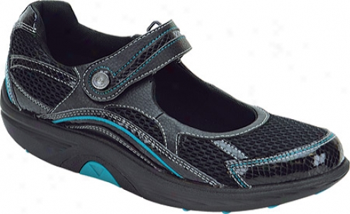 Aetrex Bodyworks Sport Mary Janes (women's) - Black/blue Leather/mesh