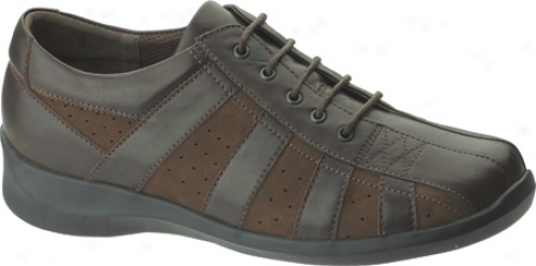 Aetrex Essence Striped Oxford (women's) - Brown Leather/suede