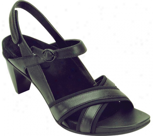 Aetrex Madeline Cross Strap Sandal (womeen's) - Black Stretch Fabric