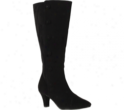 Annie Cardy Wide Calf (women's) - Black Velvet Suede